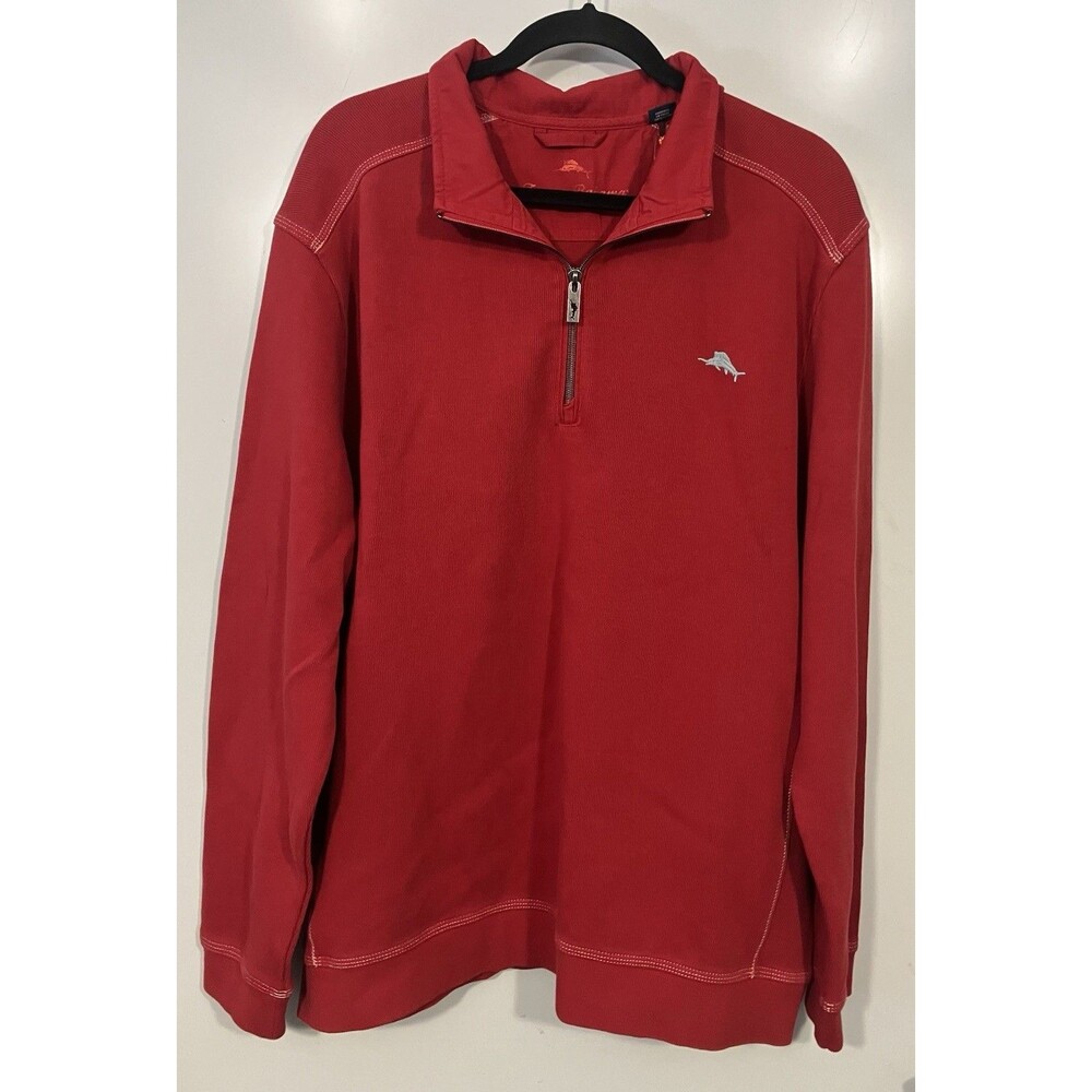 NEW Tommy Bahama Men’s Nassau 1/2 Zip Pullover Chili Pepper Red Sz XL